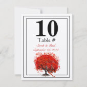 Red Heart Leaf Tree Mariage Numéro de table (Dos)
