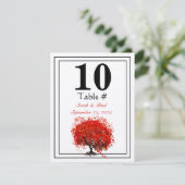 Red Heart Leaf Tree Mariage Numéro de table (Debout devant)