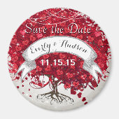 Red Heart Leaf Tree Save the Date Winter Herfst Magneet (Voorkant)