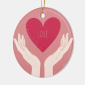 Red Heart-liefde romantische Valentijnsdag Keramisch Ornament (Links)