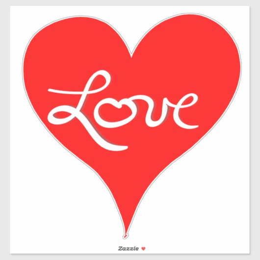 Red Heart Liefde Script Sticker (Vel)