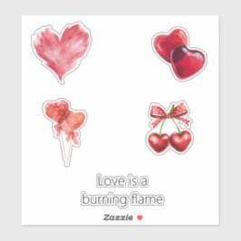 Red Heart Love Burning Flame Sticker