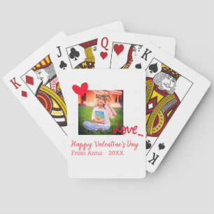 Red heart love happy valentijnsdag foto naam toevo pokerkaarten