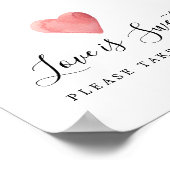 Red Heart Love is Sweet Wedding Dessert Bar Sign Poster (Hoek)