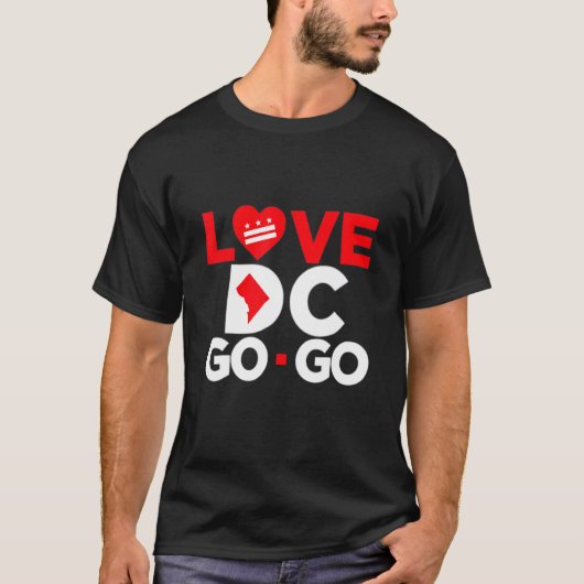 Red Heart Love Map DC Go Go Graphics T-shirt (Voorkant)