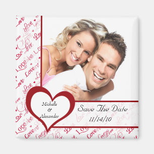 Red Heart Love Photo Save the Date Magnet Magneet