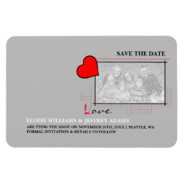 Red Heart Love Save the Date Photo Magneet
