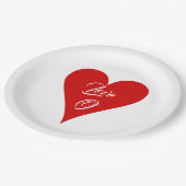Red Heart Love Valentine's Day Name & Monogram Papieren Bordje (Gekanteld)
