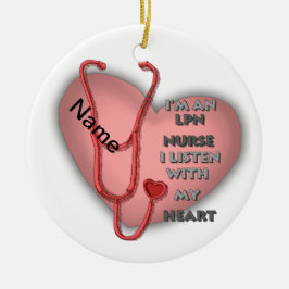 Red Heart LPN verpleegster Keramisch Ornament