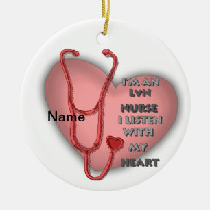 Red Heart LVN Nurse Keramisch Ornament