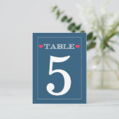 Red Heart Marine Mariage Numéro de tableau Cartes (Debout devant)