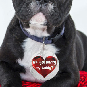 Red Heart Marriage Voorstel Dog Label Huisdierpenning