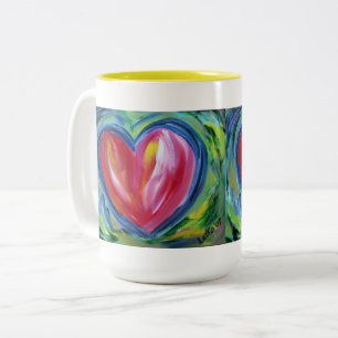 Red Heart met Hope Art Custom Coffee Cups Tweekleurige Koffiemok