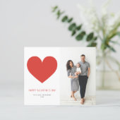 Red Heart Minimalist Happy Valentine's Day Card (Staand voorkant)