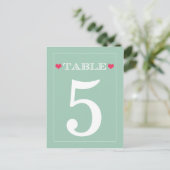 Red Heart Mint Green Mariage Tableau Numéro Cartes (Debout devant)