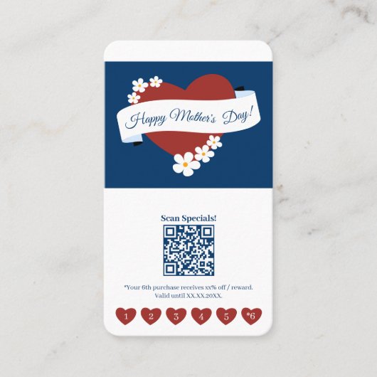 Red Heart Moederdag Banner Portrait Format Klantenkaartje (Voorkant)