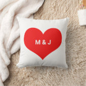 Red Heart Monogram Initialen Aangepaste Valentijns Kussen (Deken)