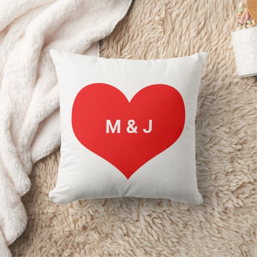 Red Heart Monogram Initialen Aangepaste Valentijns Kussen (Deken)