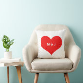 Red Heart Monogram Initialen Aangepaste Valentijns Kussen (Stoel)