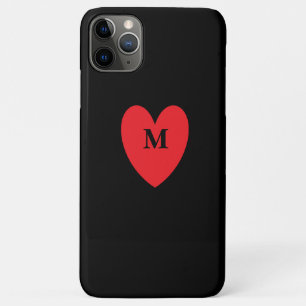 Red Heart Monogramed Initiaal Name Black Cool iPhone 11 Pro Max Hoesje