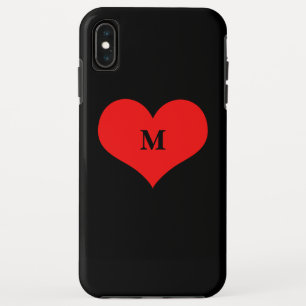 Red Heart Monogramed Initiaal Name Black Cute iPhone XS Max Hoesje