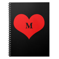 Red Heart Monogramed Initiaal Name Black Cute