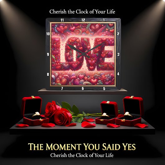 Red Heart Mosaic Love Wall Vierkante Klok