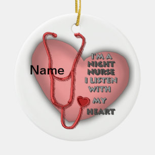 Red Heart Night Nurse Keramisch Ornament