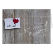 Red Heart Note op hout gepersonaliseerde Valentijn (Voorkant Horizontaal)