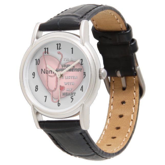 Red Heart Nurse Anesthetist Horloge (Gekanteld)