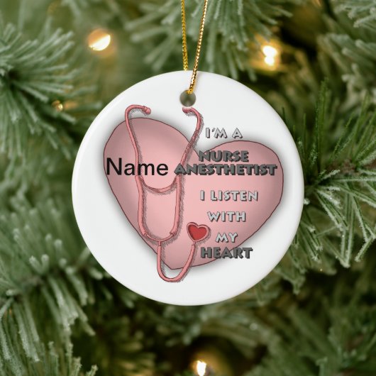 Red Heart Nurse Anesthetist Keramisch Ornament (Boom)