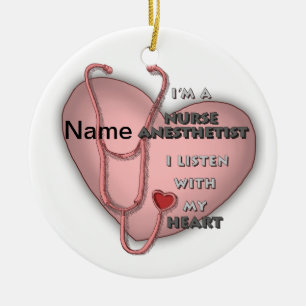 Red Heart Nurse Anesthetist Keramisch Ornament