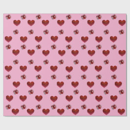 Red heart on pink background Wrapping Paper love Cadeaupapier