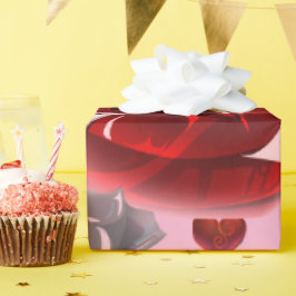 Red heart on pink background Wrapping Paper love Cadeaupapier
