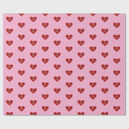 Red heart on pink background Wrapping Paper love Cadeaupapier