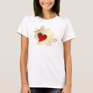 Red Heart op Gold Filigree T-shirt
