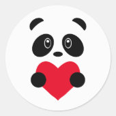 Red Heart Panda Ronde Sticker (Voorkant)