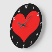 Red Heart Pattern Black Cute Valentijnsdag Gift Grote Klok (Hoek)