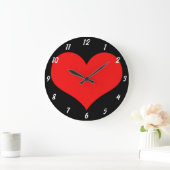 Red Heart Pattern Black Cute Valentijnsdag Gift Grote Klok (Huis)