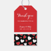 Red Heart Pattern Doodles Wedding Favor Gift Label Cadeaulabel (Voorkant)