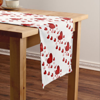 Red Heart Pattern Korte Tafelloper