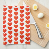 Red Heart Pattern Theedoek (Quarter Fold)