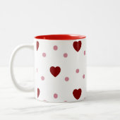 Red Heart Pattern Valentijn Tweekleurige Koffiemok (Links)