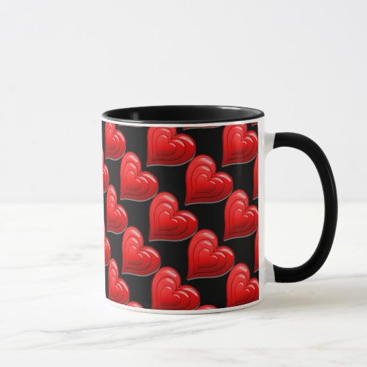 Red Heart Pattern Valentijnse Day Coffee Mok (Rechts)