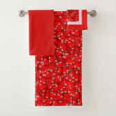 Red Heart Pattern Valentines' Day Towel Set (En situation)