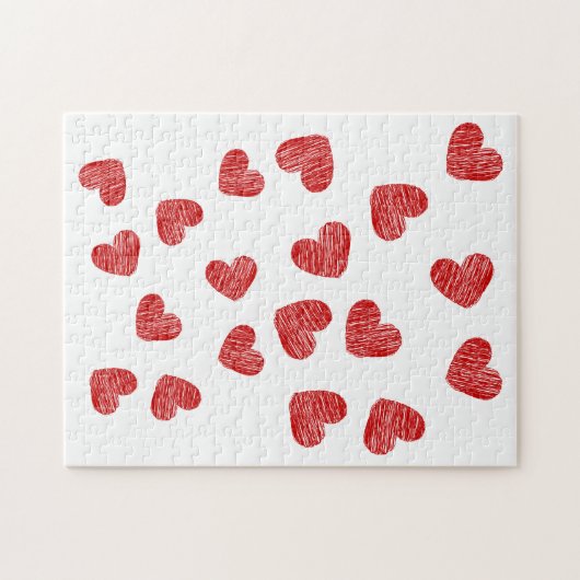 Red Heart Patterned Puzzle Legpuzzel (Horizontaal)
