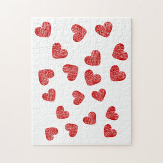 Red Heart Patterned Puzzle Legpuzzel