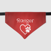 Red Heart Paw Pet Bandana Collar
