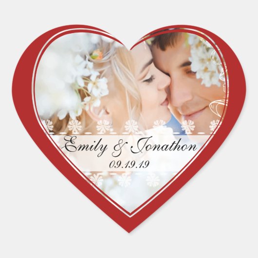 Red Heart Photo Wedding Stickers (Voorkant)