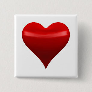 Red Heart Pin Vierkante Button 5,1 Cm